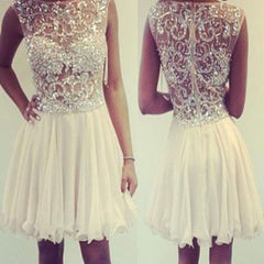 Champagne cap sleeve high neckline lace appliques sequins beads perspective mini homecoming prom dress,BD0014