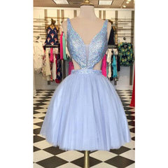 Popular V-neck open back sexy unique style Cocktail homecoming prom dresses,BD00165