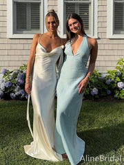 Elegant Ivory Cowl-Neck Backless Long Mermaid Prom Dress, Evening Dress, PD382153