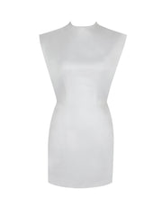Vienna White Satin Mock Neck Mini Dress