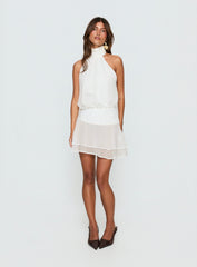 Zenayda Drop Waist Sequin Mini Dress White