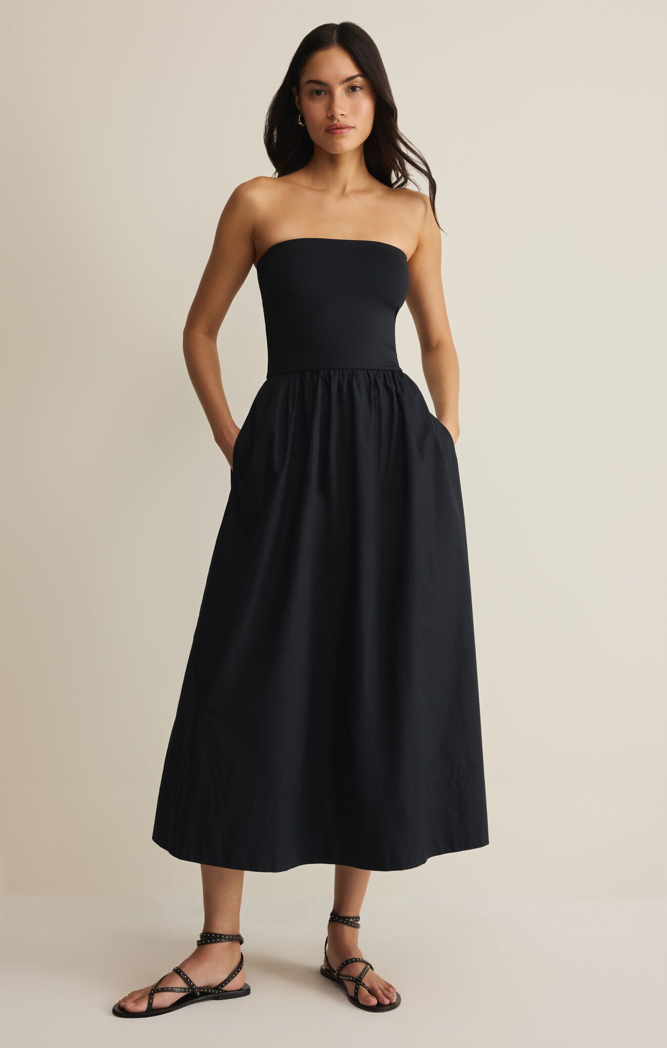 Z SUPPLY - SUNSOUGHT STRAPLESS MIDI DRESS BLACK