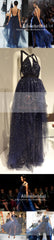 Fashion Unique Bling Bling Night-Star Backless Cut Neck Long Prom Gown Dresses,PD00050