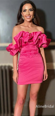 Elegant Off-Shoulder Strapless Short Homecoming Dress-Tight Mini Dress, HD32646