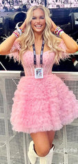 Cute Light Pink A-line Short Mini Homecoming Dress, HD32648