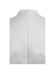 Vienna White Satin Mock Neck Mini Dress