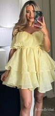 Elegant Sweatheart Strapless A-line Short Mini Homecoming Dress, HD32683