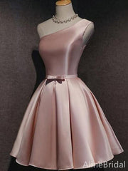 Elegant One Shoulder Pink A-line Short Homecoming Dress, HD32736