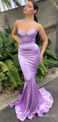 Elegant Purple Satin Sweatheart Mermaid Long Prom Dress,PD37964