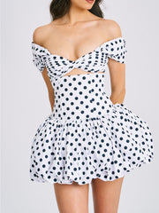 Umika Polka Dot Cotton Poplin Bubble Hem Mini Dress