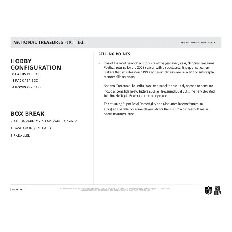 2023 Panini National Treasures Football Hobby Box