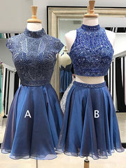 Royal Blue Beading Chiffon Mismatched Homecoming Dresses ,HD0038