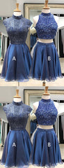 Royal Blue Beading Chiffon Mismatched Homecoming Dresses ,HD0038