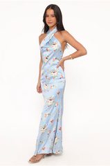 PETAL & PUP - MILA HALTER NECK FLORAL MAXI DRESS