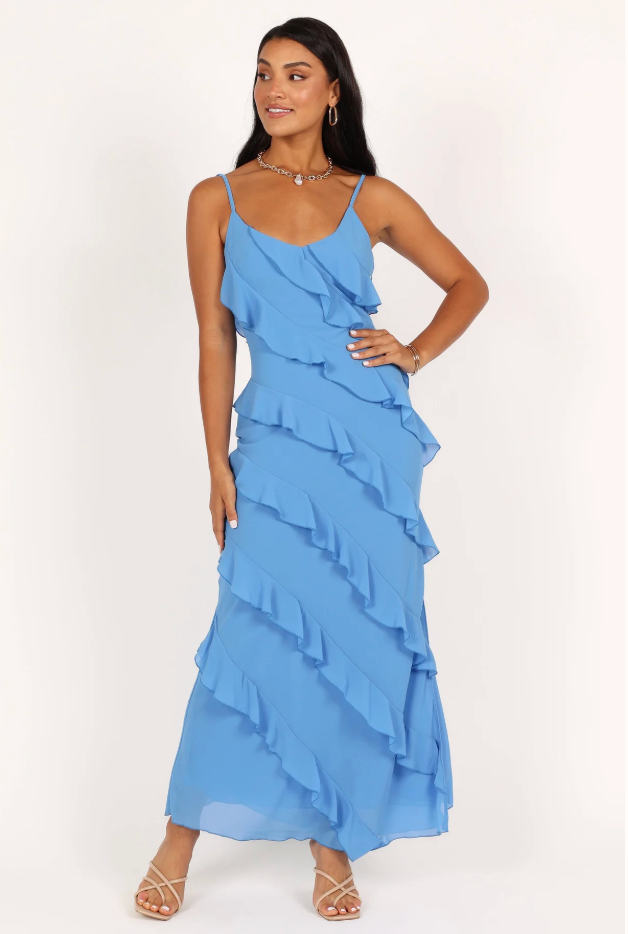 PETAL & PUP - CIAO RUFFLES MAXI DRESS BLUE