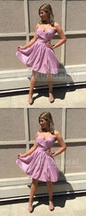 Sparkly Pink Strapless Pleating Simple Fashion Homecoming Dresses ,HD0010