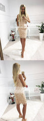Unique Sparkly Lace Tight Sheath Charming Homecoming Dresses,HD0003