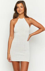 Myra White Knit Mini Dress
