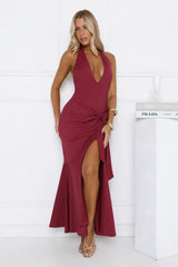Pretty In Motion Halter Maxi Burgundy