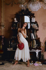 Cascading Ruffle Lady Length Dress in Butter