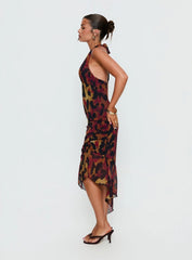 Katriona Halter Asymmetrical Maxi Dress Leopard Multi