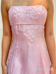 Elegant Pink Floral Appliques Backless A-line Prom Dress, Evening Dress, PD3822994