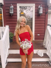 Elegant Red Strapless Short Tight Homecoming Dress, HC382285
