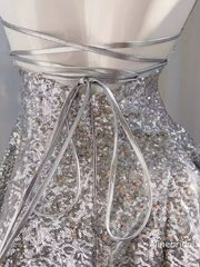 Sexy Spaghetti Lace-up Back A-line Silver Sequins Mini Homecoming Dress, PD382258