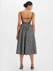 Katalina Black & White Tweed Backless Midi Dress