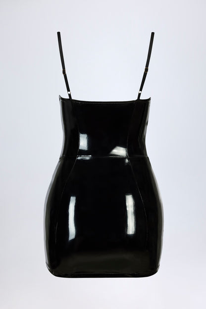 Vinyl Corset Mini Dress in Black