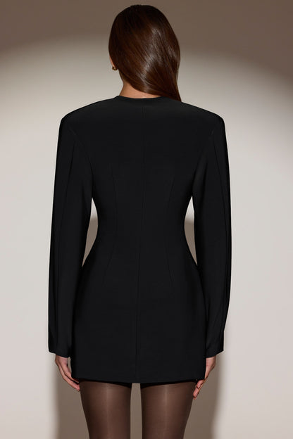 Single-Breasted Blazer Mini Dress in Black