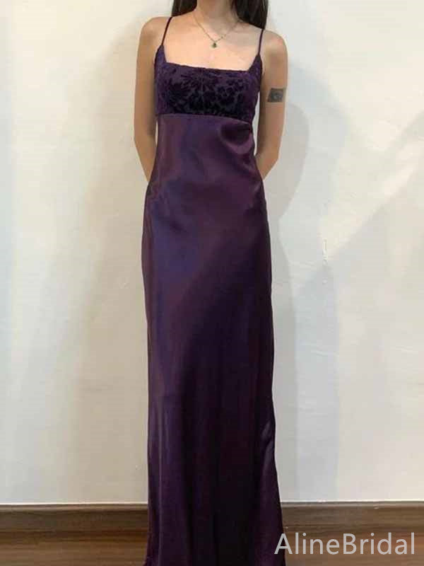 Elegant Purple Square Long Sleek Prom Dress, Evening Dress, PD381961