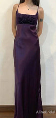 Elegant Purple Square Long Sleek Prom Dress, Evening Dress, PD381961
