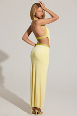Embellished Low-Rise Maxi Skirt in Butter Yellow