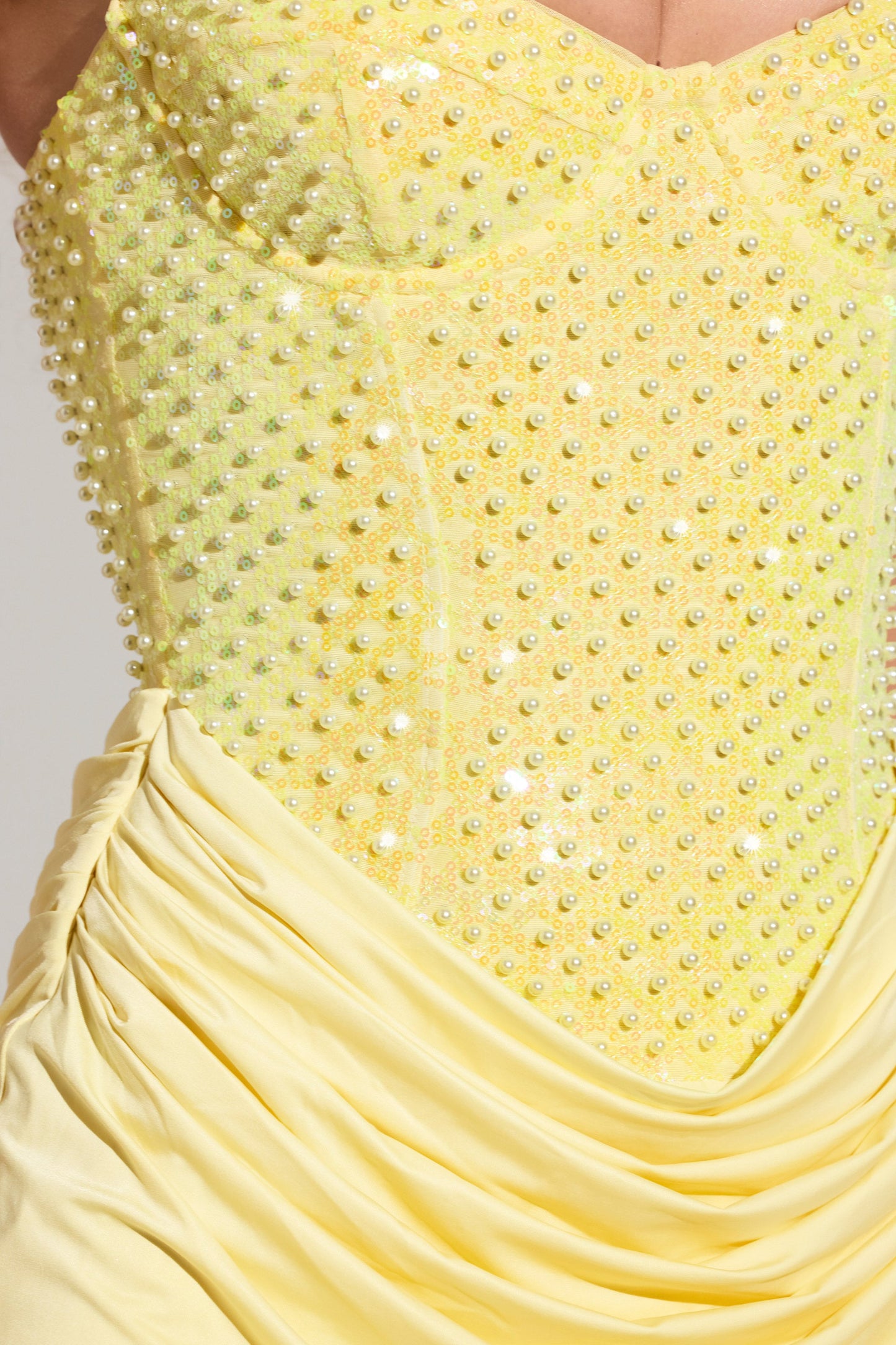 Embellished Corset Mini Dress  in Butter Yellow