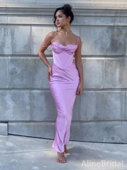Elegant Spaghetti Strap Purple Corset Mermaid Prom Dress, Evening Dress, PD382091