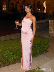 Elegant Pink Strapless Corset Long Prom Dress with Lace-Up Back, Evening Dress, PD382100