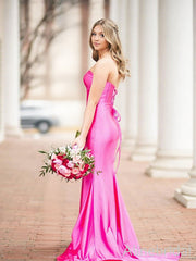 Stunning Pink Strapless Mermaid Prom Dress with Lace Up Back, Evening Dress, PD3822984