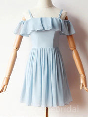 Mismatched Off shoulder Sleeveless A-line Short Mini Homecoming Dress, HD3088