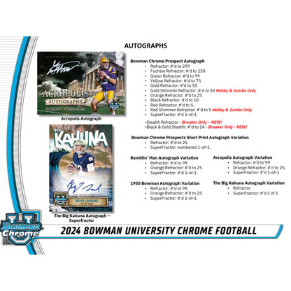 2024 Bowman University Chrome Football Jumbo Box
