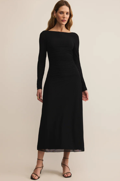 Z SUPPLY - SPELLBOUND MESH MIDI DRESS BLACK