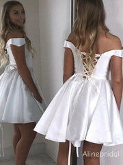 Elegant Ivory Off The shoulder A-line  Short Homecoming Dress, PD382252