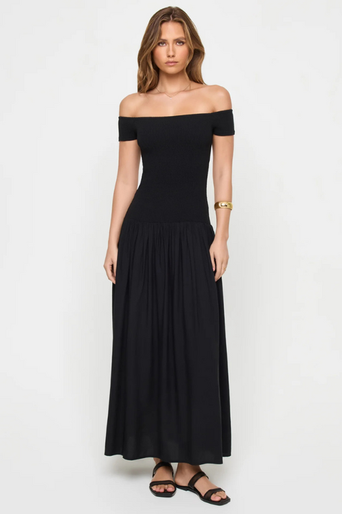 LSPACE - GOING STEADY MIDI DRESS BLACK