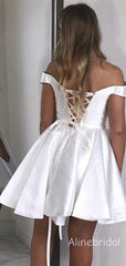 Elegant Ivory Off The shoulder A-line  Short Homecoming Dress, PD382252