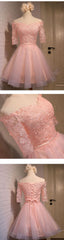 Elegant Off the Shoulder Lace Appliques A-line Short Homecoming Dress, Wedding Guest Dress, CM0006