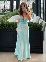 Elegant Light Blue Sweetheart Strapless Cut-Out Long Prom Dress, Evening Dress, PD4003