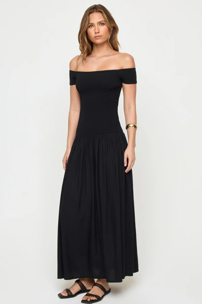 LSPACE - GOING STEADY MIDI DRESS BLACK