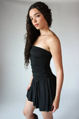 Strapless Bubble Hem Mini Dress