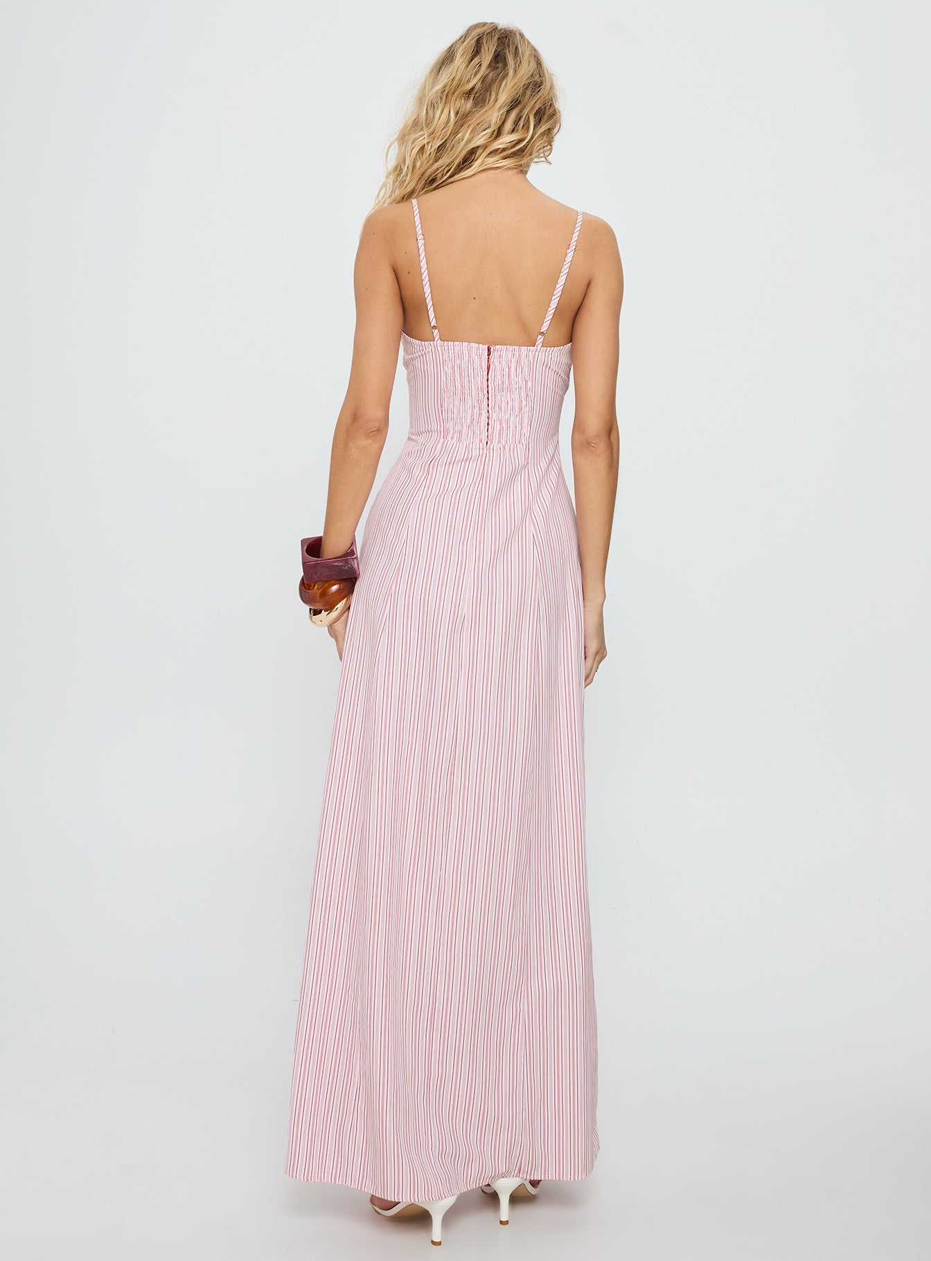 Samiyah Button Down Maxi Dress Red Stripe