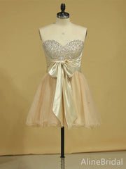 Sparkly Beadings Sweatheart Strapless A-line Short Mini Homecoming Dress, HD32656